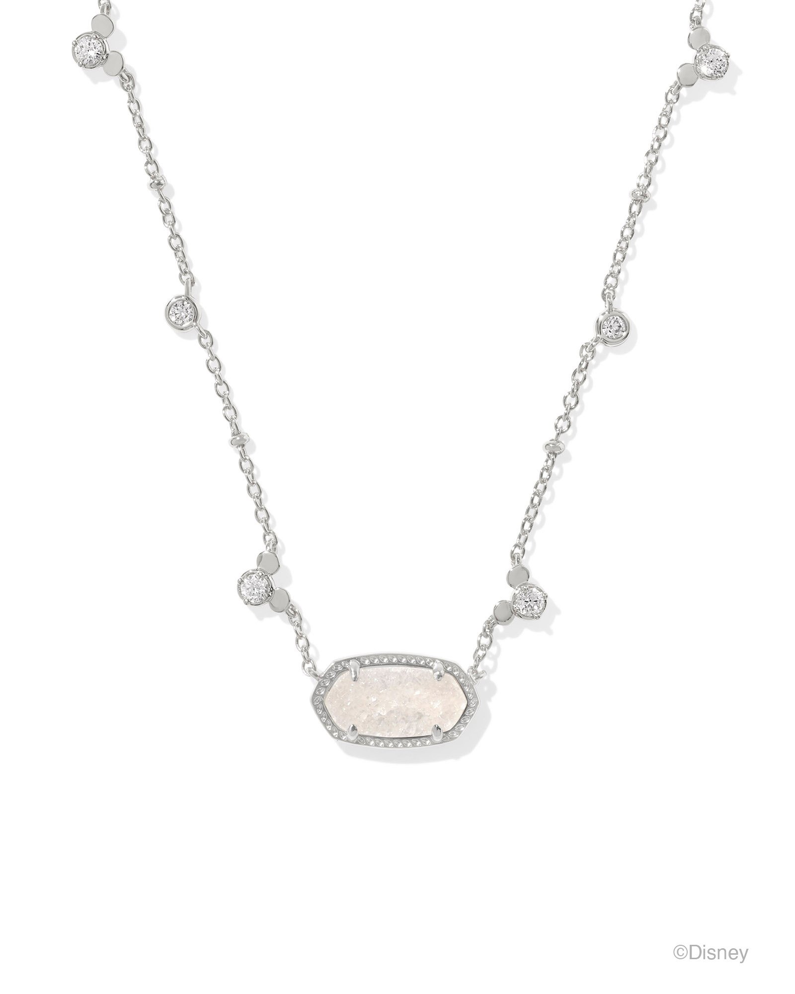 Elisa shipping Silver Pendant Necklace in Iridescent Drusy